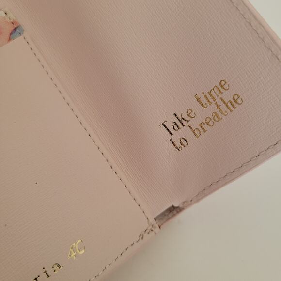 4C Luria Light Pink Saffiano Leather Wallet Floral Charm Designer Cute Small - Picture 5 of 10